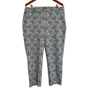Talbots Chatham Curvy Palm Leaf Print Pants Size 16 Side Zip Stretch Straight